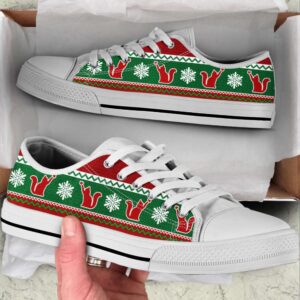 Cat Lover Christmas Knitted Low Top Canvas…