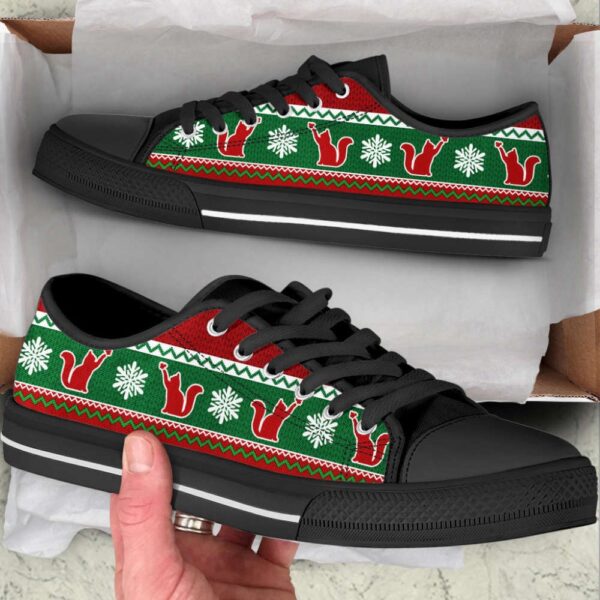 Cat Lover Christmas Knitted Low Top Canvas Shoes, Low Top Sneakers, Low Top Designer Shoes