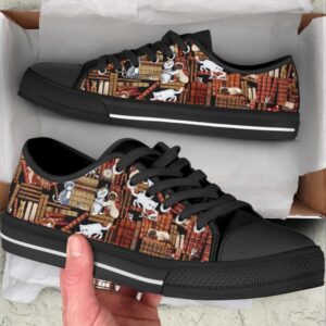 Cat Lover Shoes In The Library Low Top Shoes Canvas Shoes Print Lowtop Low Top Sneakers Low Top Designer Shoes 2 fzrka9.jpg