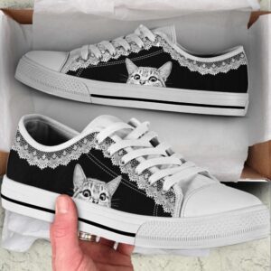 Cat Lover Shoes Lace Fabric Low Top…