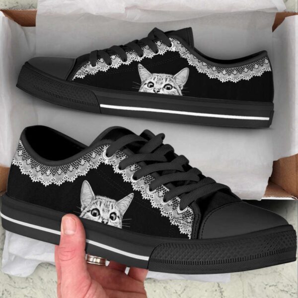 Cat Lover Shoes Lace Fabric Low Top Shoes Canvas Shoes Print Lowtop, Low Top Sneakers, Low Top Designer Shoes