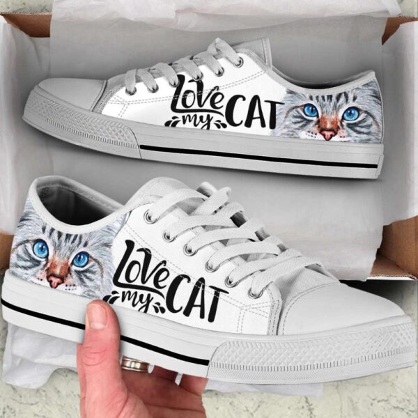 Cat Lover Shoes Love My Cat Low Top Shoes Canvas Shoes Print Lowtop, Low Top Sneakers, Low Top Designer Shoes
