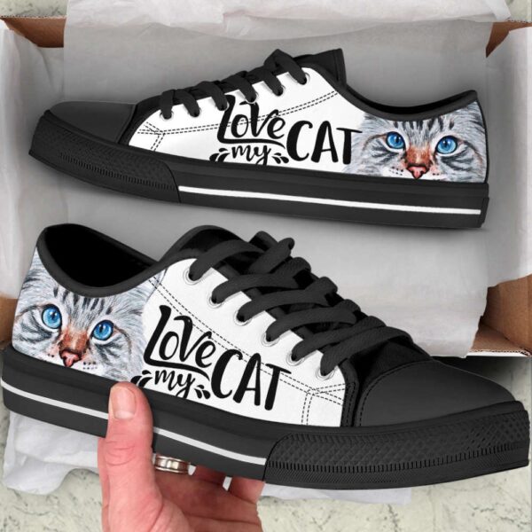 Cat Lover Shoes Love My Cat Low Top Shoes Canvas Shoes Print Lowtop, Low Top Sneakers, Low Top Designer Shoes
