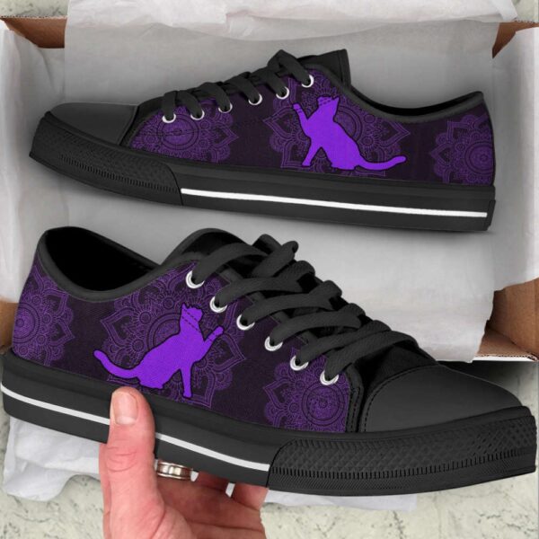 Cat Lover Shoes Mandala Purple Low Top Shoes Canvas Shoes Print Lowtop, Low Top Sneakers, Low Top Designer Shoes