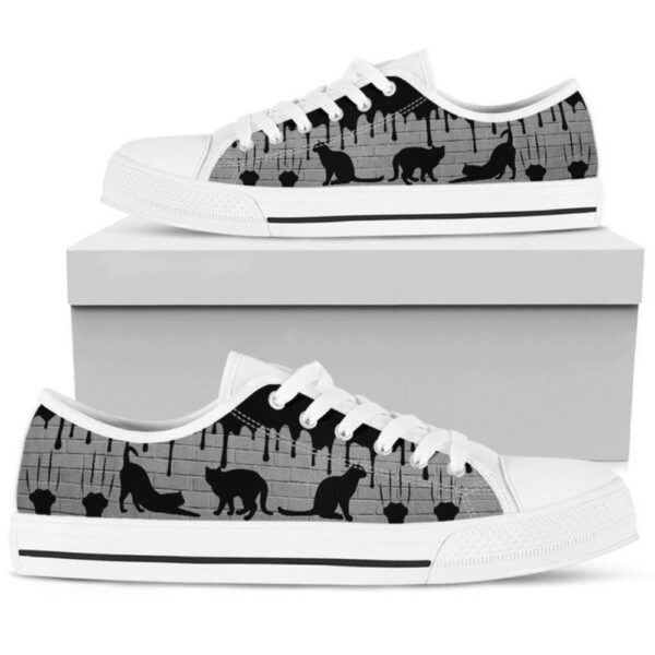 Cat Mom White Brick Wall Low Top Shoes, Low Top Sneakers, Low Top Designer Shoes
