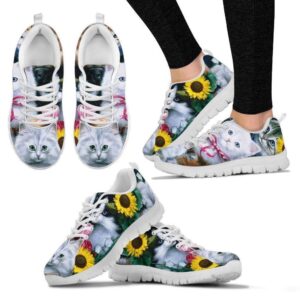Cats &amp Flowers Women’s Sneakers, Designer Sneakers,…