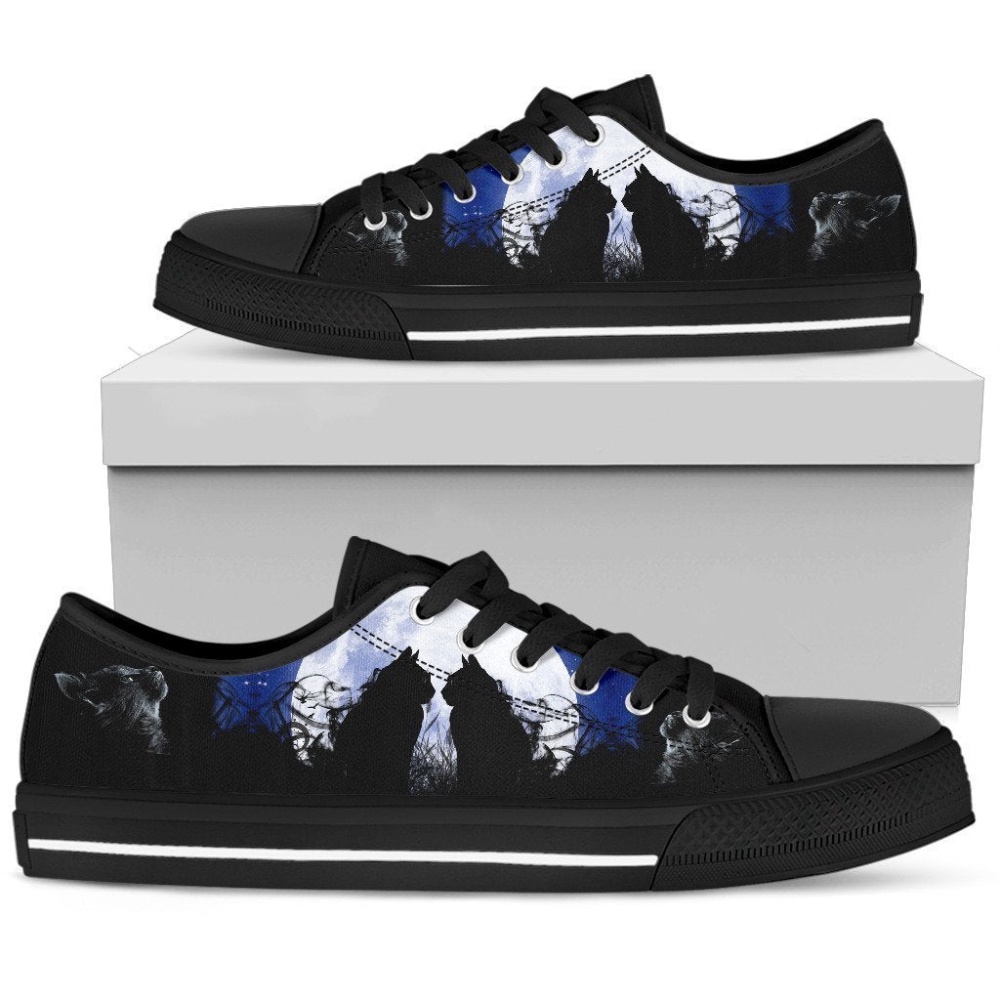 Cats and Moon Women’s Low Top Shoe, Stylish Sustainable Footwear, Low Top Sneakers, Low Top Designer Shoes