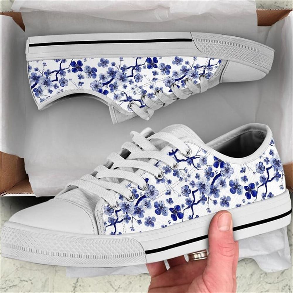 Cherry Blossom Blue Low Top Shoes, Low Top Designer Shoes, Low Top Sneakers Cherry Blossom Blue Low Top Shoes, Low Top Designer Shoes, Low Top Sneakers