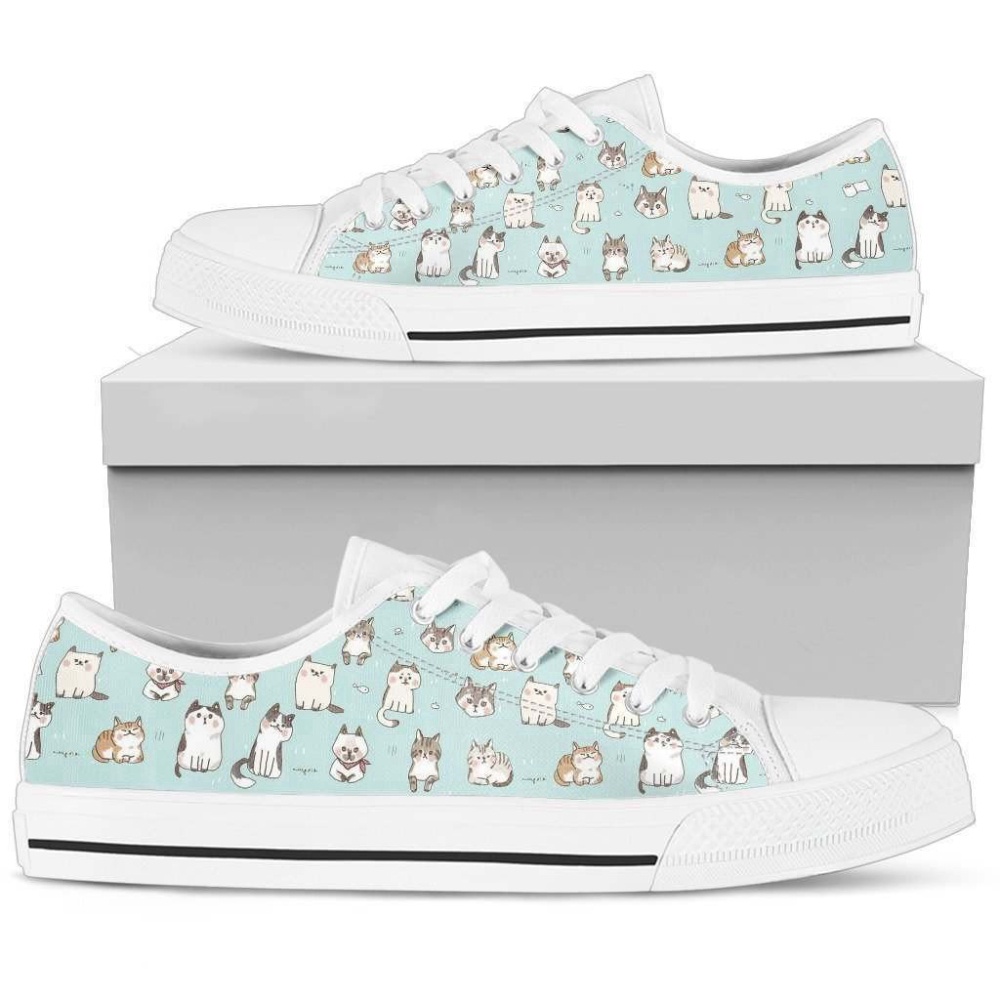 Chic Cat Pattern Women’s Low-Top Shoe Purr-fectly Stylish, Low Top Sneakers, Low Top Designer Shoes