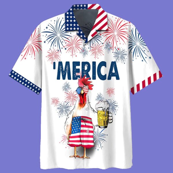 Chicken Hawaiian Shirt, Independence Day Is Coming, 4th Of July Hawaiian Shirt, 4th Of July Shirt