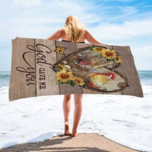Chicken Heart Shape Sunflower Garden God Gave Me You Beach Towel Christian Beach Towel Summer Towels 2 a1ag1a.jpg