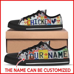 Chicken License Plates Low Top Shoes Canvas…