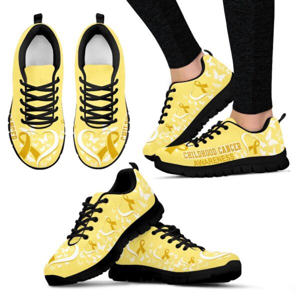 Childhood Cancer Awareness Shoes Shoes Heart Ribbon Sneaker Walking Shoes, Designer Sneakers, Best Running Shoes