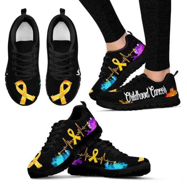Childhood Cancer Shoes Art Heartbeat Sneaker Walking Shoes, Designer Sneakers, Best Running Shoes