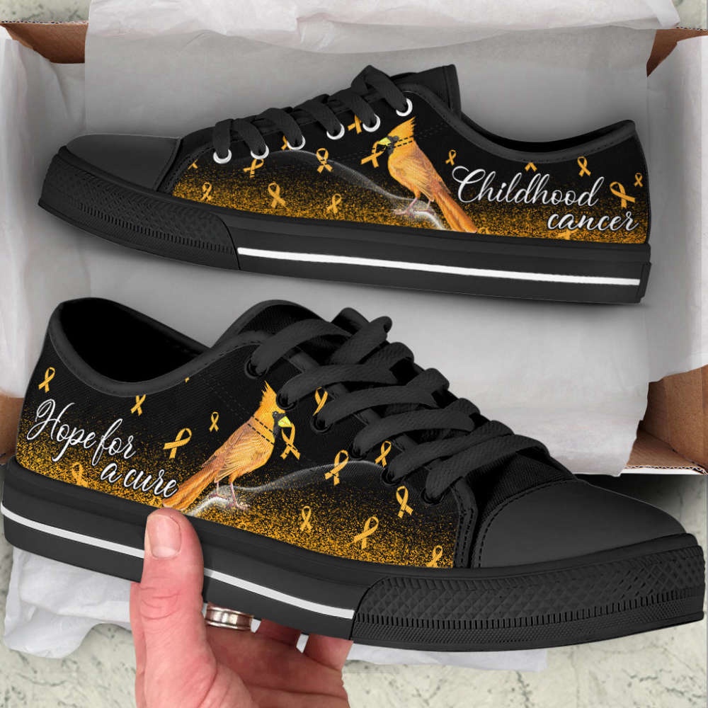 Childhood Cancer Shoes Hope For A Cure Hummingbird Low Top Shoes Canvas Shoes, Low Top Designer Shoes, Low Top Sneakers