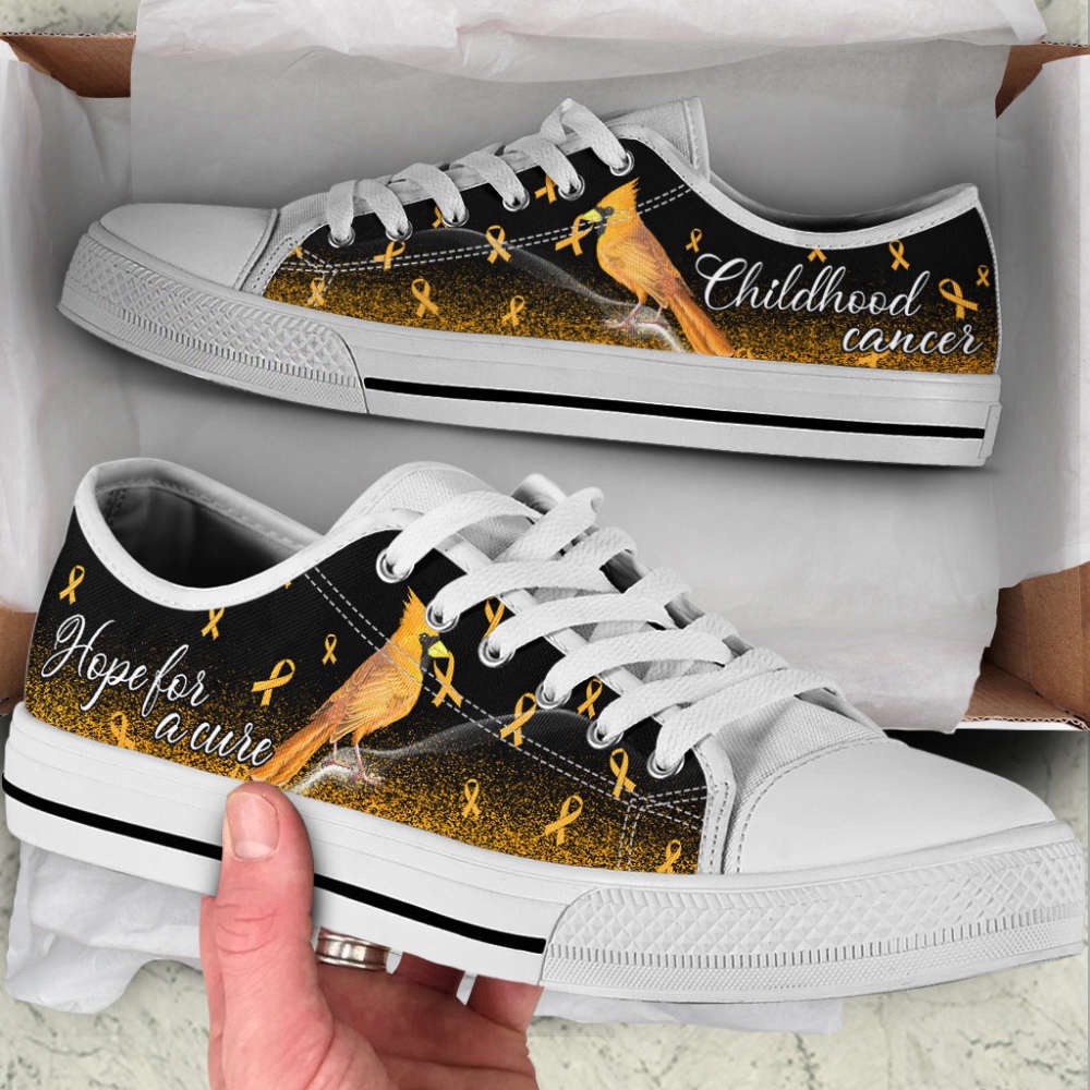 Childhood Cancer Shoes Hope For A Cure Hummingbird Low Top Shoes Canvas Shoes, Low Top Designer Shoes, Low Top Sneakers