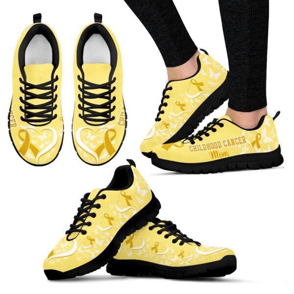 Childhood Cancer Shoes Mom Heart Ribbon Sneaker Walking Shoes, Designer Sneakers, Best Running Shoes