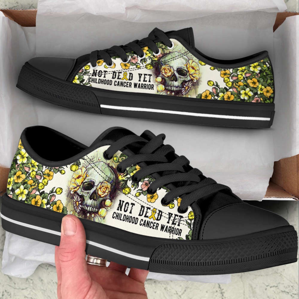 Childhood Cancer Shoes Rose Flowers Skull Low Top Shoes Canvas Shoes, Low Top Designer Shoes, Low Top Sneakers