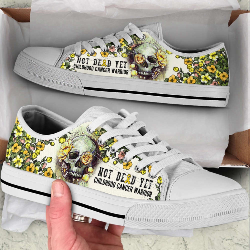 Childhood Cancer Shoes Rose Flowers Skull Low Top Shoes Canvas Shoes, Low Top Designer Shoes, Low Top Sneakers