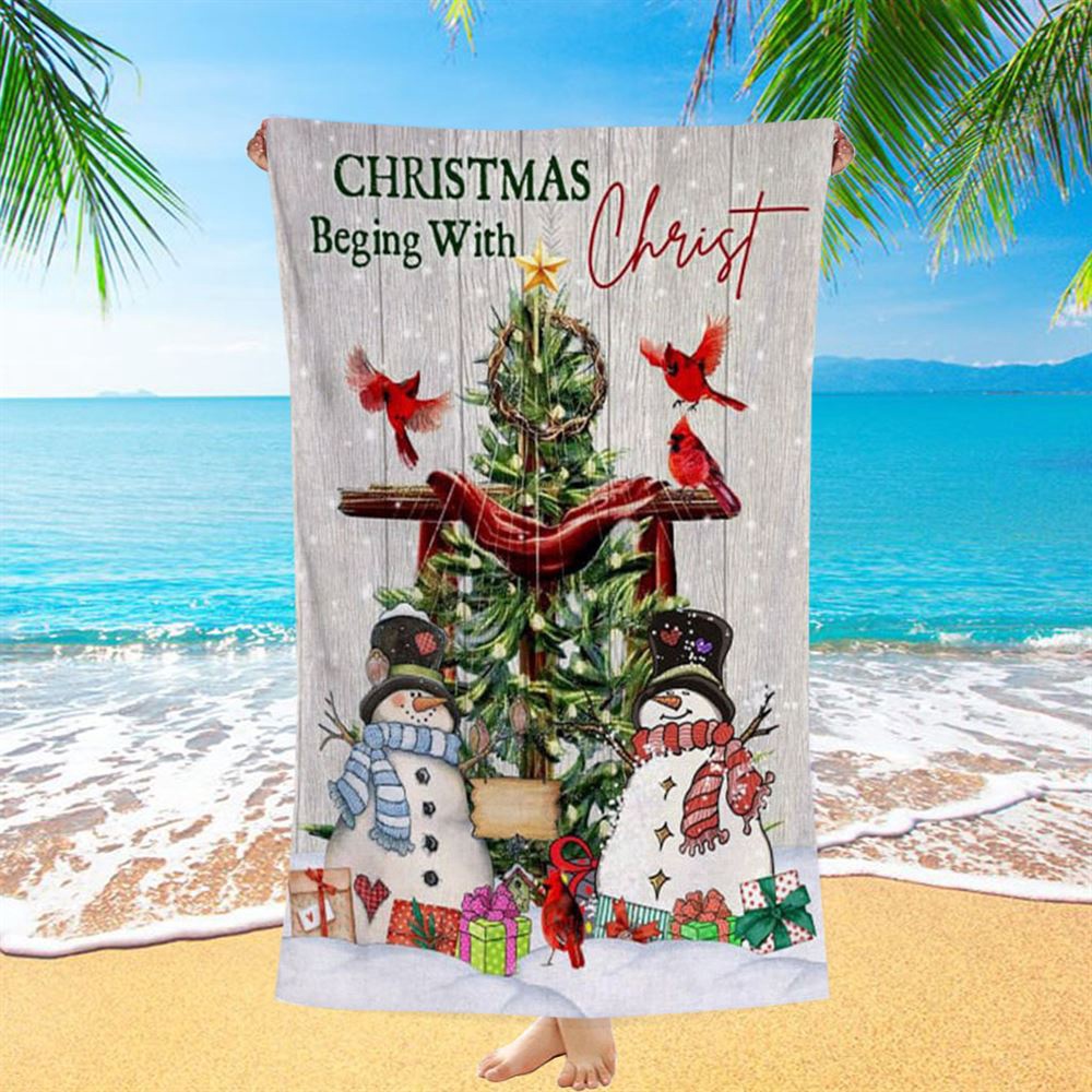 Christian Christmas Christmas Begins With Christ Beach Towel, Christian Beach Towel, Summer Towels