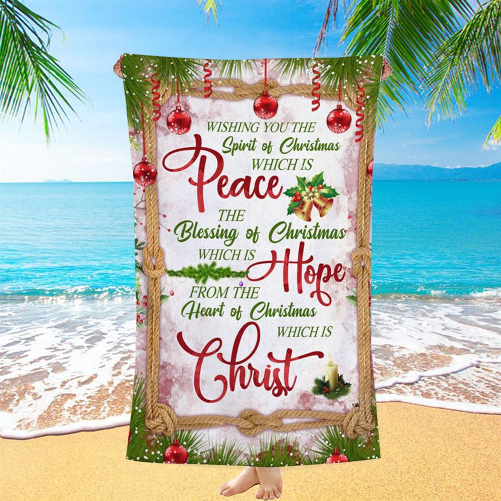 Christian Christmas Gifts Peace Hope Christ Christmas Beach Towel, Christian Beach Towel, Summer Towels
