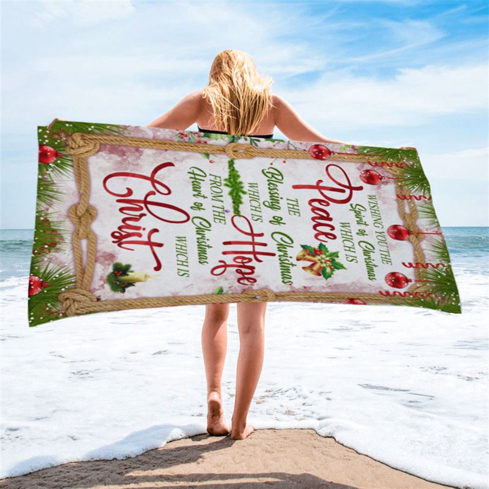 Christian Christmas Gifts Peace Hope Christ Christmas Beach Towel, Christian Beach Towel, Summer Towels