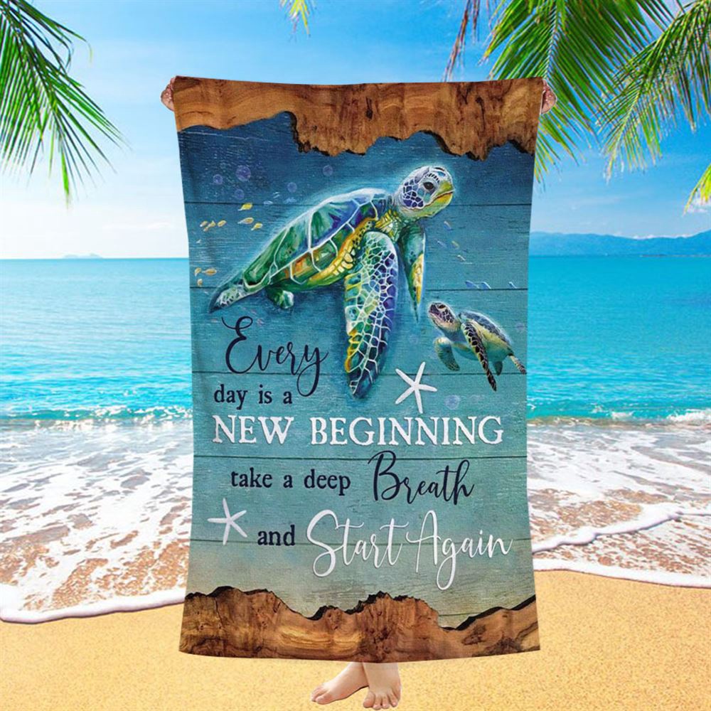 Christian Every Day Is A New Beginning Turtle Beach Beach Towel, Christian Beach Towel, Summer Towels