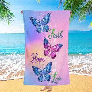 Christian, Faith Hope Love Butterfly Art Beach…