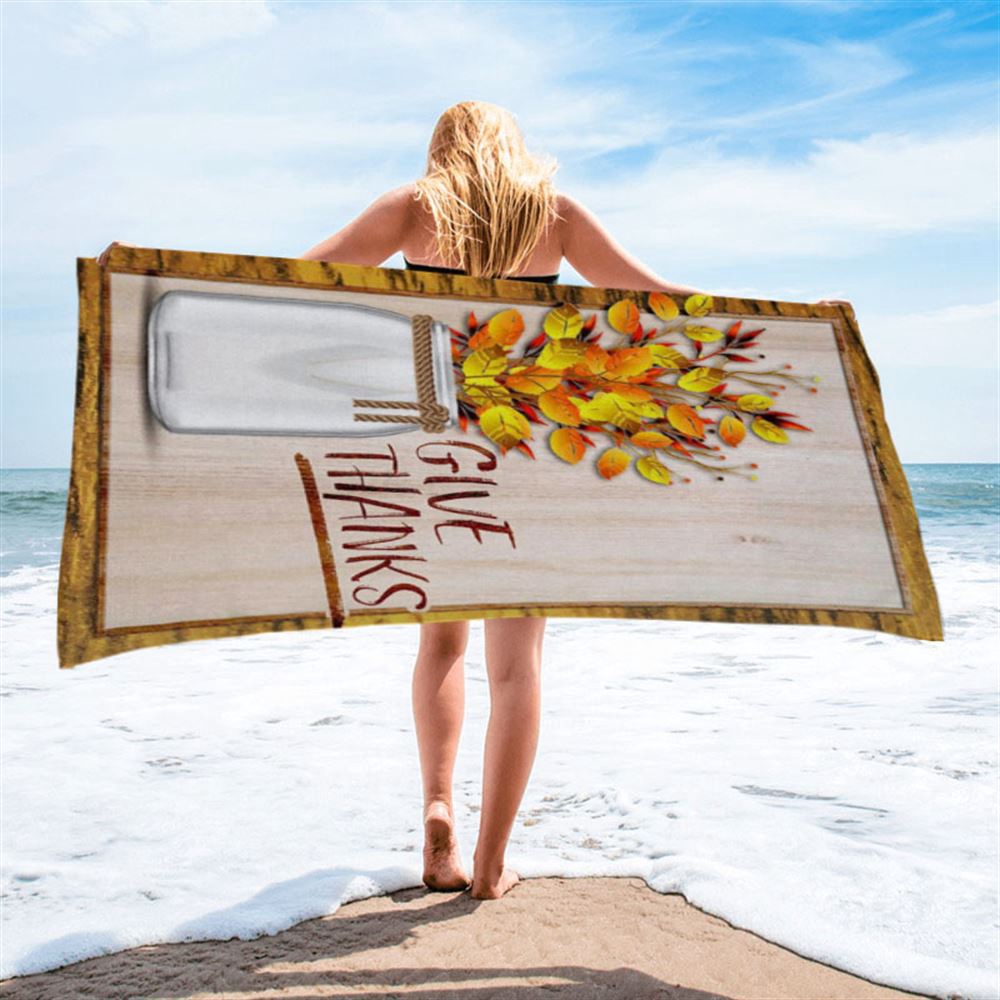 Christian Give Thanks Flowers Beach Towel, Christian Beach Towel, Summer Towels