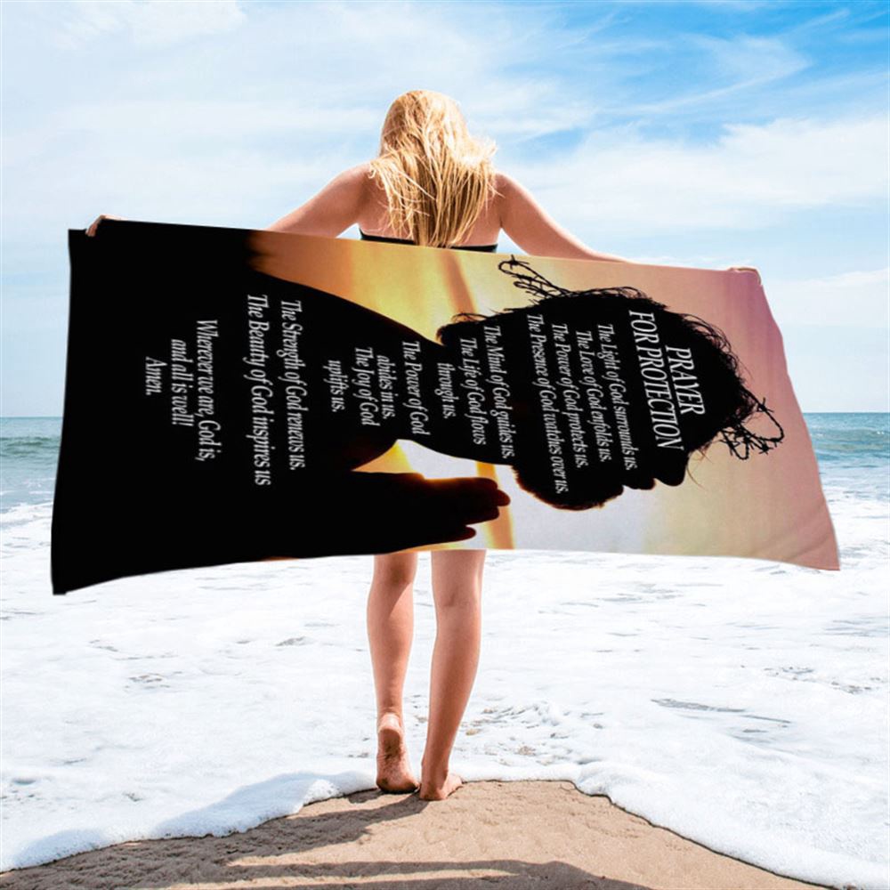 Christian Prayer For Protection Beach Towel, Christian Beach Towel, Summer Towels