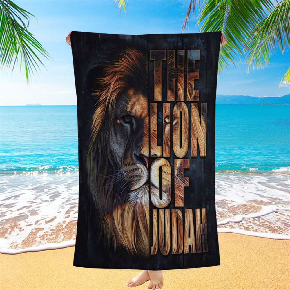 Christian The Lion Of Judah Picture Beach Towel, Christian Beach Towel, Summer Towels Christian The Lion Of Judah Picture Beach Towel, Christian Beach Towel, Summer Towels