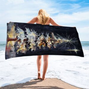 Christmas Tree Holy Night Beach Towel Christian Beach Towel Summer Towels 2 jqbfav.jpg