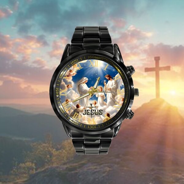 Clock Jesus and Virgin Watch, Christian Watch, Religious Watches, Jesus Watch