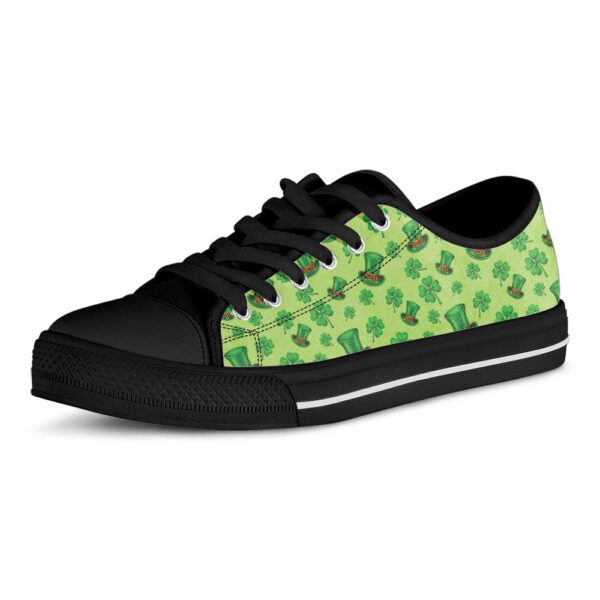 Clover And Hat St. Patrick’s Day Print Black Low Top Shoes, Low Top Designer Shoes, Low Top Sneakers