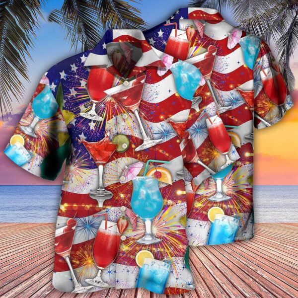 Cocktail Independence Day American Celebration Hawaiian Shirt, 4th Of July Hawaiian Shirt, 4th Of July Shirt