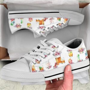 Cocktails Tool Flower Watercolor Low Top Shoes,…