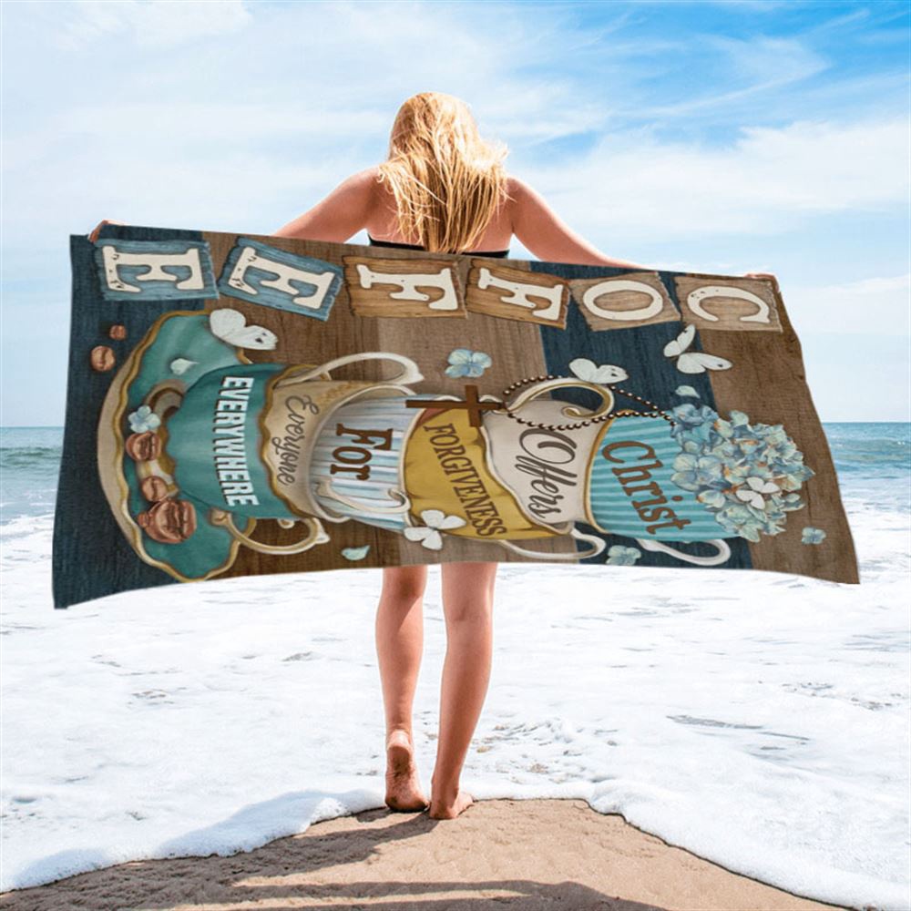 Coffee Christ Offers Forgiveness For Everyone Everywhere Coffee Cups Hummingbirds Beach Towel, Christian Beach Towel Coffee Christ Offers Forgiveness For Everyone Everywhere Coffee Cups Hummingbirds Beach Towel, Christian Beach Towel