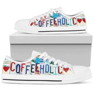 Coffeeholic Women’s Sneakers Low Top Shoes Coffee…