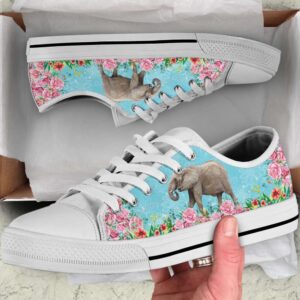 Colorful Elephant Flower Line Canvas Print Lo Low Tops Low Top Sneakers 1 ecowbb.jpg