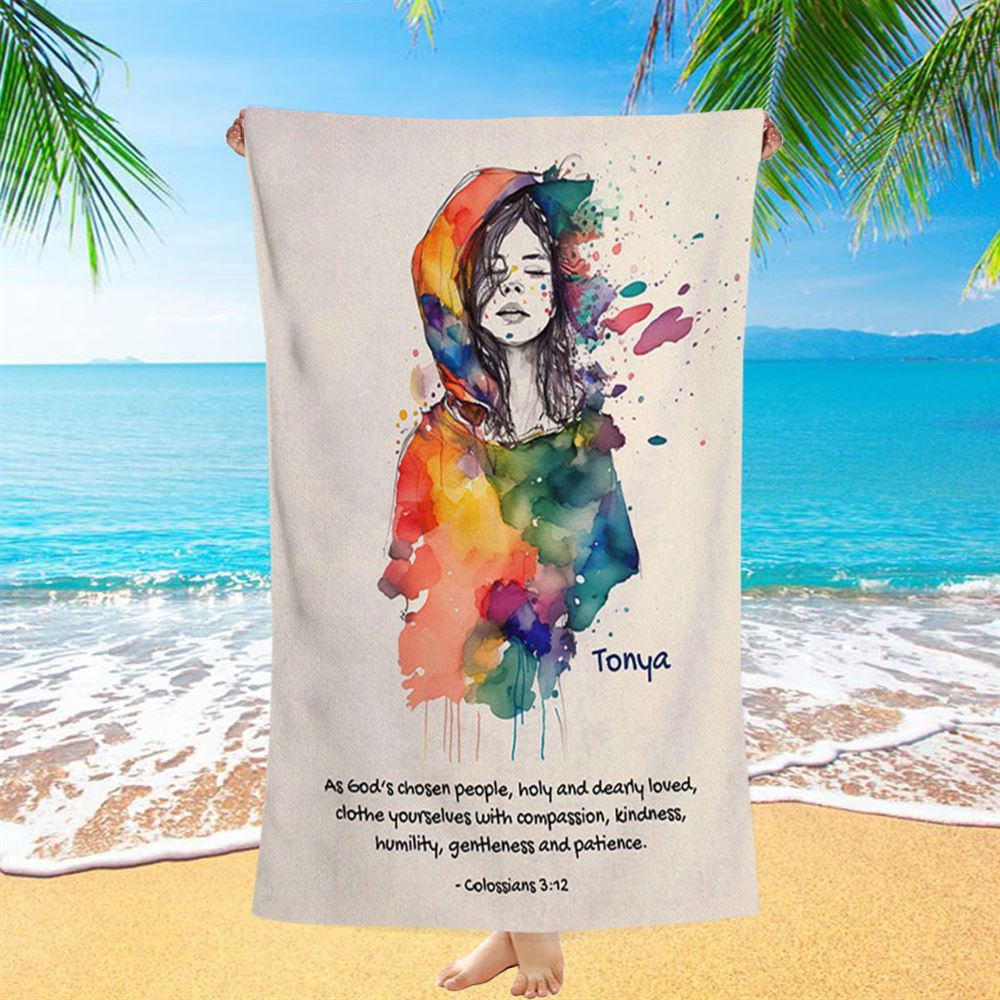 Colossians 31 Clothe Yourselves With Compassion Personalized Beach Towel, Christian Beach Towel, Summer Towels Colossians 31 Clothe Yourselves With Compassion Personalized Beach Towel, Christian Beach Towel, Summer Towels