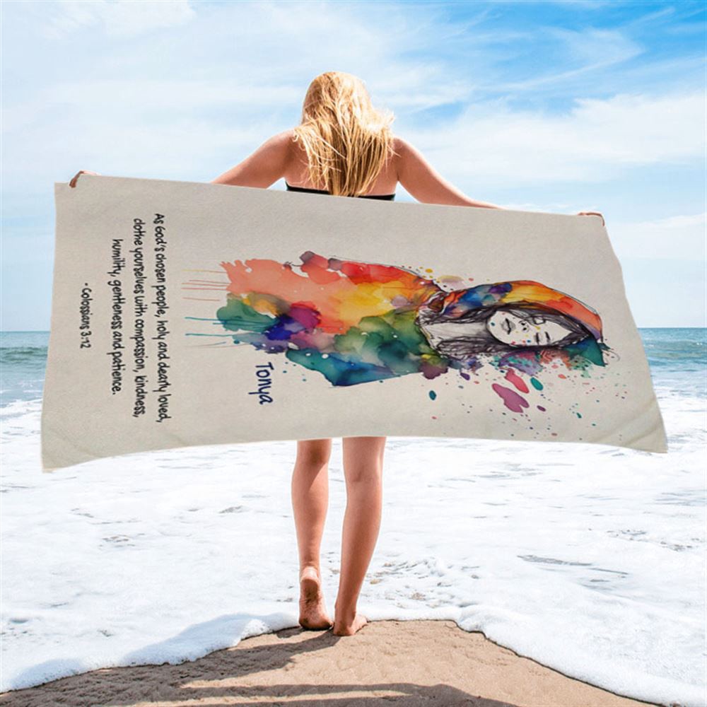 Colossians 31 Clothe Yourselves With Compassion Personalized Beach Towel, Christian Beach Towel, Summer Towels Colossians 31 Clothe Yourselves With Compassion Personalized Beach Towel, Christian Beach Towel, Summer Towels