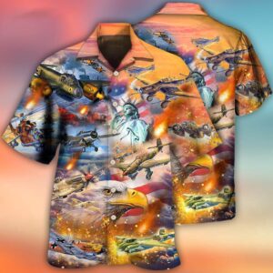 Combat Aircraft Independence Day America Hawaiian Shirt,…