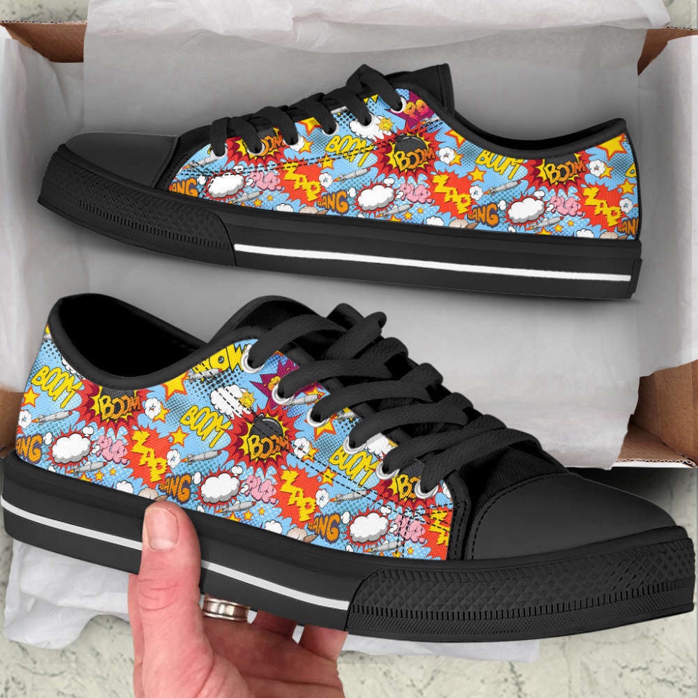 Comic Book Explosion Canvas Print Low Top Shoes, Low Top Designer Shoes, Low Top Sneakers