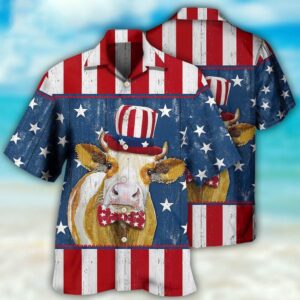 Cow Independence Day Funny Hawaiian Shirt, 4th…