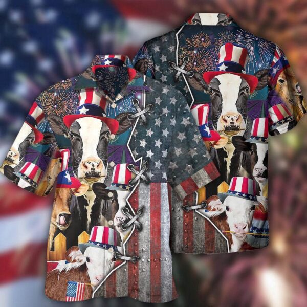 Cow Independence Day Hawaiian Shirt, 4th Of July Hawaiian Shirt, 4th Of July Shirt