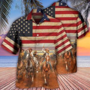 Cowboy Happy On Independence Day Hawaiian Shirt,…