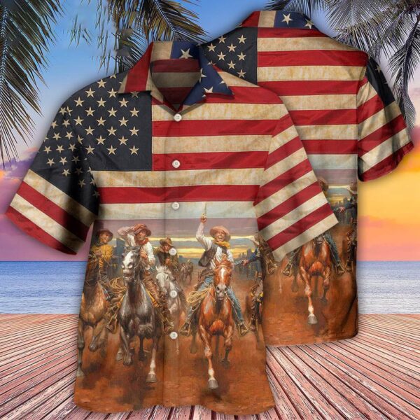 Cowboy Happy On Independence Day Hawaiian Shirt, 4th Of July Hawaiian Shirt, 4th Of July Shirt