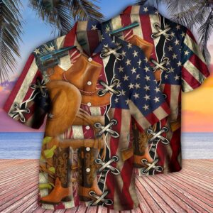 Cowboy Independence Day American Patriotism Hawaiian Shirt,…