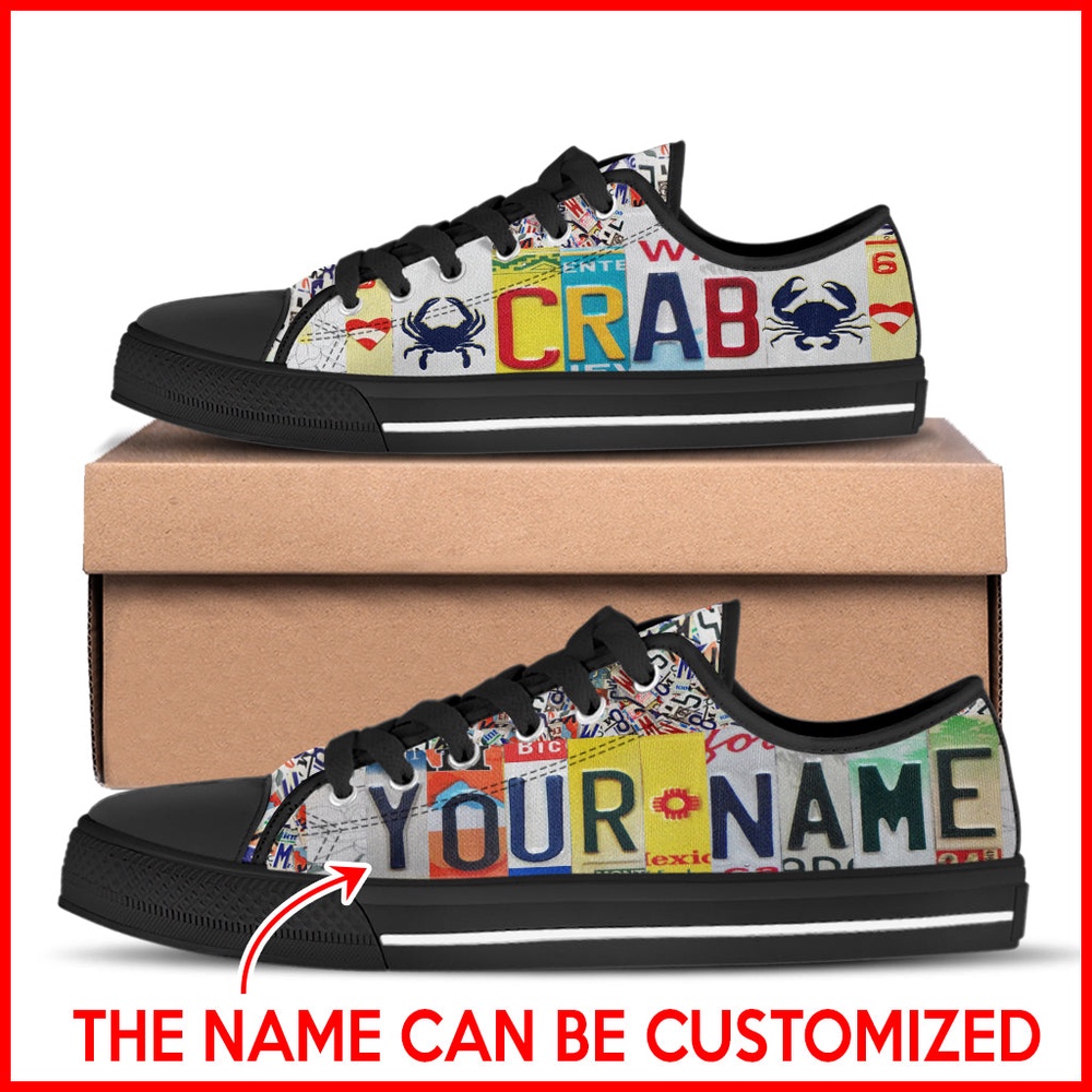 Crab License Plates Low Top Shoes Canvas Shoes, Low Top Designer Shoes, Low Top Sneakers