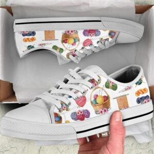 Crochet Hobby Flower Watercolor Low Top Shoes,…